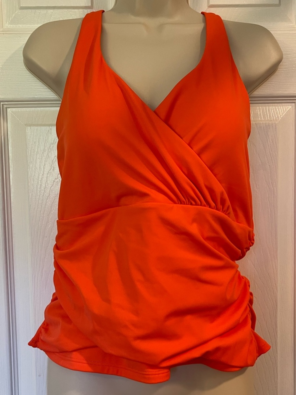 NWT Boden Lavanzo Halter Wrap Tankini Swimsuit Bathing Suit Top Coral Orange 12